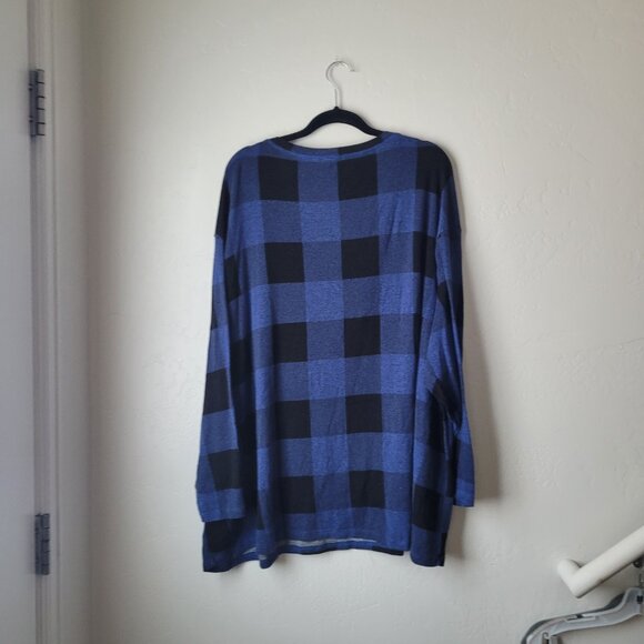 Maurices 24/7 Blue Plaid Long Sleeve Blouse - Picture 6 of 6